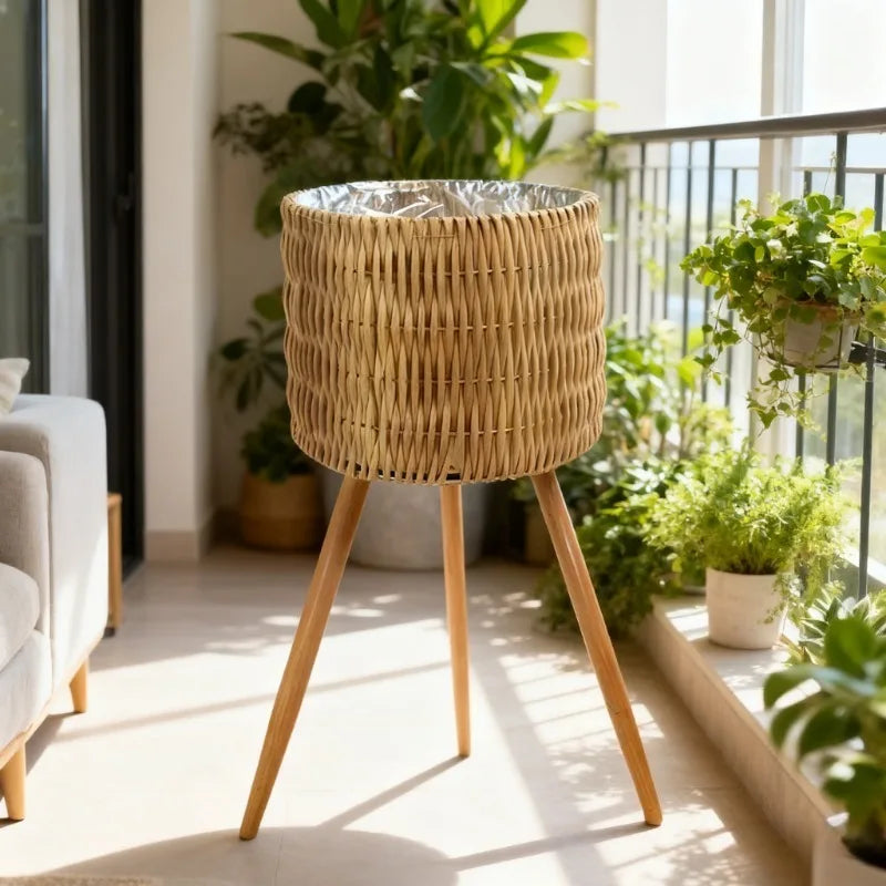 Cache-Pot Tressé sur Pied